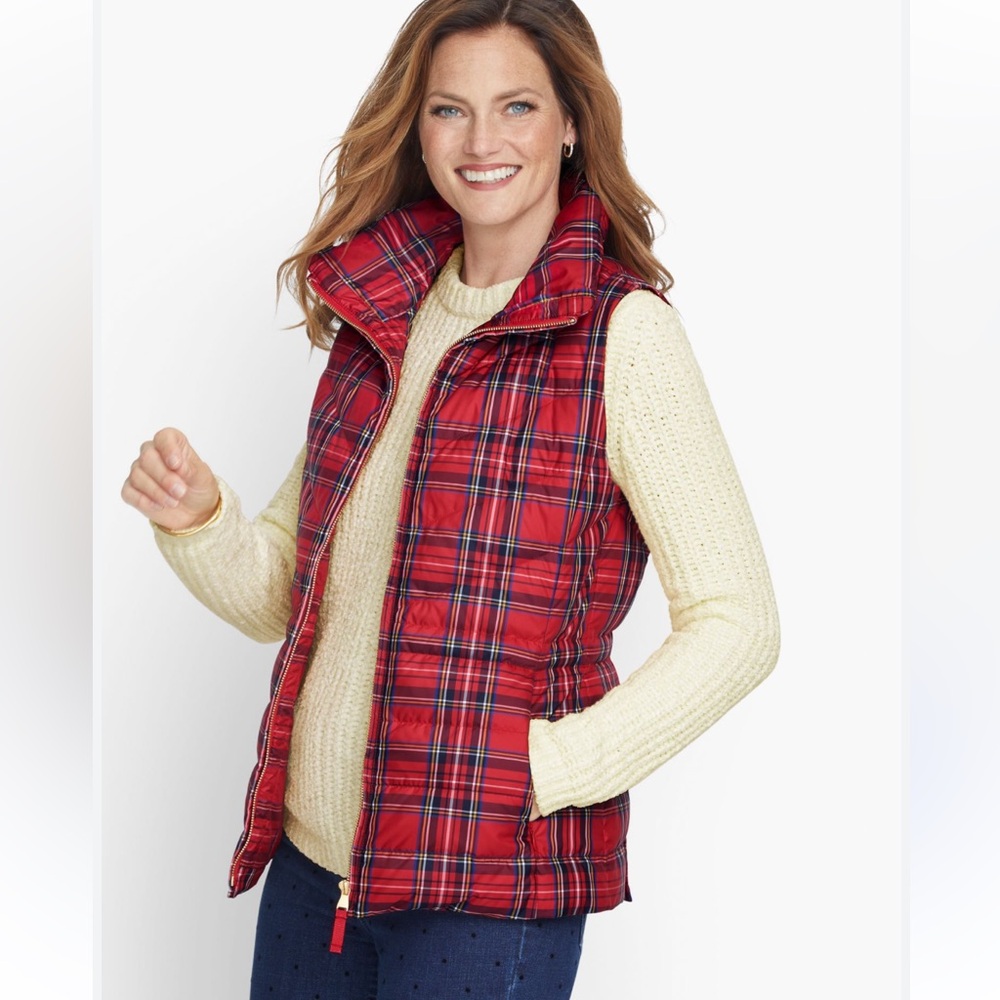 Croft & Barrow Red and Black Plaid Vest